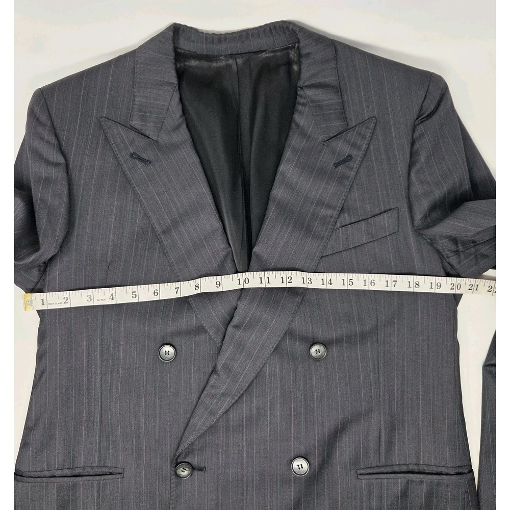 Ermenegildo Zegna Double Breasted Gray Striped Wool Blazer Jacket US 44R Vintage - Picture 5 of 8
